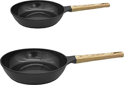 COOKUT - Lot de 2 Poêles Anti-adhérentes - Noires - ø 24 cm et 28 cm -