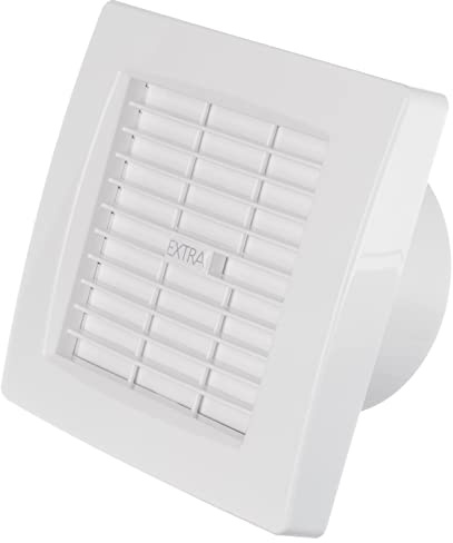 Steinberg14 Ø 120mm Badlüfter mit Automatischen Jalousie/Lamellen - Weiß Ventilator für Bad WC Küche