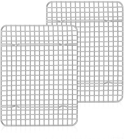 Herogo Cooling Rack Set, Stainless Steel Wire Rack Set of 2, 30x23x2 cm Fit Large Baking Tray, Metal Oven Rack for Baking Cooling Cooking Roasting, Healthy & Rustproof, Oven & Dishwasher Safe
