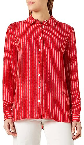 Tommy Hilfiger Damen Bluse Cupro Rope Hemdbluse, Rot (Rope Stripes Fireworks), 40