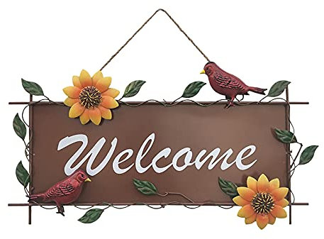 Heizpilz Elektrisch Mit Tisch Sunflower Outdoor Türschild zum Aufhängen aus Metall für Zuhause, Wand, Garten, Dekoration, Willkommensdekoration, Heimdekoration Handy Schaukel (Red, One Size)
