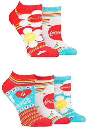 Coca-Cola Femme Fleurs Sous-chaussures Chaussettes Paquet de 5 Multi 37-42