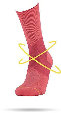 ROLLO SOCKS Team 5.0 PINK - Laufsocken mit gezielter Sprunggelenkskompression, Running, Sprunggelenk stützend, Bandage Fußgelenk, Sportsocken, Für jeden Sport geeignet, Größe L (44-46)