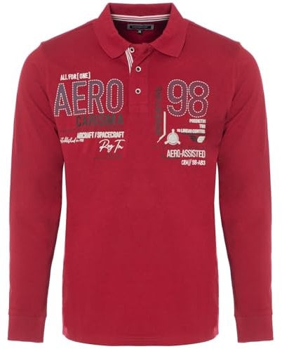 Carisma Langarm Poloshirt für Herren 100% Baumwolle ? Herren Langarmshirt mit Stickerei ? Angenehmes Regular Fit Longsleeve für Büro und Freizeit 3445 RE XL