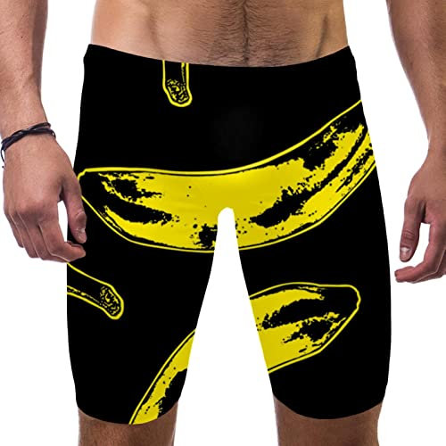 Badeshorts mit quadratischem Bein für Herren, Badeanzug-Badehose für Herren,Cartoon Bananen Gelb Tropenfrucht
