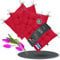 LILENO HOME 4er Set Stuhlkissen 27 Rot (40x40x6 cm) - Sitzkissen für Garten, Küche oder Esszimmer - UV-beständige Indoor u. Outdoor Stuhlauflage als Stuhl-Kissen (Linda FUM)
