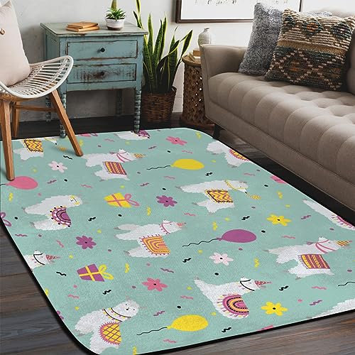 TropicalLife Alpaka-Geschenk, niedlicher Teppich für den Innenbereich, groß, rutschfest, 183 x 122 cm, Alpaka-Teppiche für Wohnzimmer, Schlafzimmer, Küche, Esszimmer, Kinderzimmer