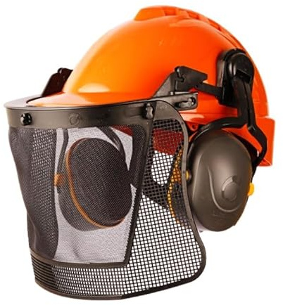 LIBUS Chainsaw Helmet – Forestry Safety Kit 3-in-1 | Face Shield and Ear Muffs | L-340 NRR 24 dB, Mesh Visor, HDPE Hard Hat | ANSI Z89.1 Class E | Arborist, Logging & Outdoor Work