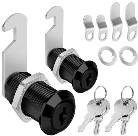 Nockenschlösser, Schrankschlösser, gleichschließend, schwarzes Finish, sichere Akten, Schubladen, Wohnmobil-Aufbewahrungsschlösser, Ersatz-Set, Zinklegierung (schwarz, 3,8 cm, 2 Stück)