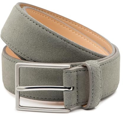 Riemen & Co Herrengürtel Bobby - Wildleder - Hellgrau - Breite: 3,5 cm - 95 cm