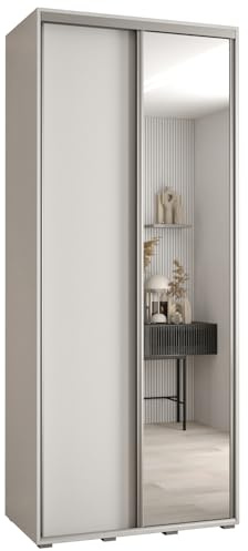 Kleiderschrank mit Spiegel Davos 3 Garderobenschrank - Schrank Schlafzimmer - Mehrzweckschrank 2 Schiebetüren - Regalen - Flur Möbel - Kleiderstange Schrank - Allzweckschrank - closet - Gaderobe