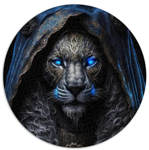 1000 Teile Puzzles für Erwachsene, König der Löwen, kreative runde Puzzles für Erwachsene, Kinder ab 12 Jahren, Papppuzzles, Heimdekoration, Puzzlespielzeug, Größe: 67,5 x 67,5 cm