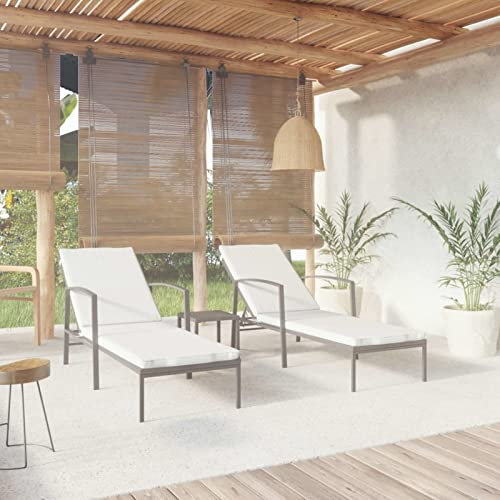 ARKEM Sonnenliegen 2 STK. mit Tisch Poly Rattan Schwarz Saunaliege Campingliege