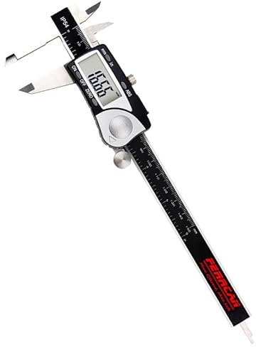 Ferrcan digitaler Messschieber, Edelstahl laminiert 4Cr14 150mm/6 Zoll Genauigkeit 0,005mm (3V Knopfbatterie INBEGRIFFEN)