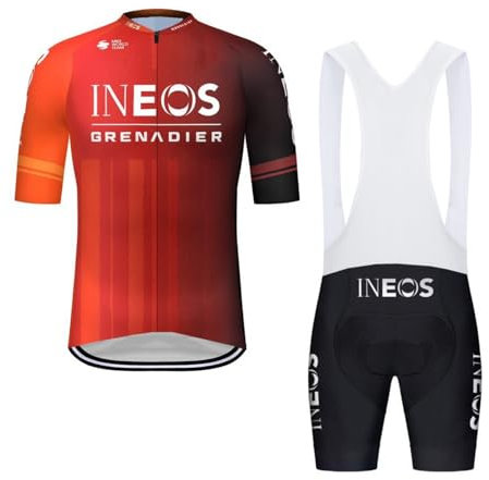 SGCIKER 2024 Herren Pro team INEOS Grenadier Radtrikot Set, Kurzarm Fahrrad bekleidung Lätzchen Kurzsets Gel Pad(L