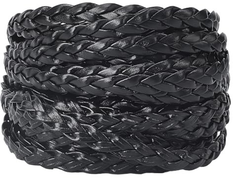 GORGECRAFT 5m*7mm*2mm Cordon en Cuir PU Noir Corde en Cuir PU Plat Plié Cordes en Simili Cuir Fil pour Bricolage Tressage Artisanat Bracelets de Cheville Collier Ras du Cou Fabrication de Bijoux