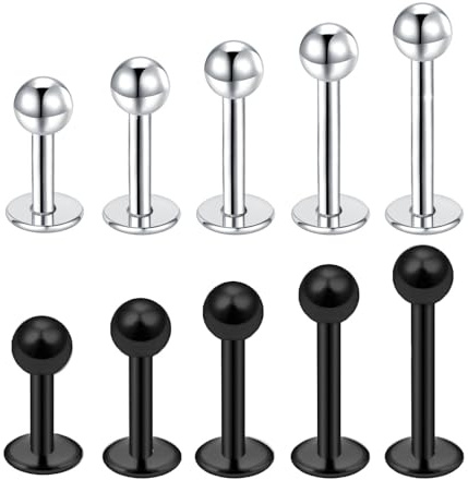Besyvvin Lippenpiercing Labret Steckers 1,2mm Chirurgenstahl Plastik Piercing Lippe Helix Tragus Monroe Medusa Stecker Schmuck 4-12mm