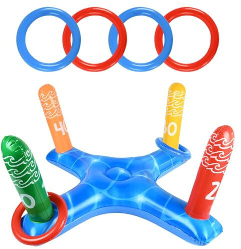 ONRAGT Jeux Piscine Gonflable, Jouet Piscine Set, Flotter Jeu de Lancement d’Anneau, Journée D'été Extérieur Jeu de Piscine/Plage/Prairies Fête pour Enfants, Adultes, Familles