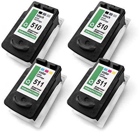 Eurotone PG510 CL511 Multipack Patronen kompatibel für Canon IP 2700 MP 230 MP 252 MP 495 MX 360 MP250 ersetzt PG-510 CL-511 [Mulitset 2X Black und 2X Color]