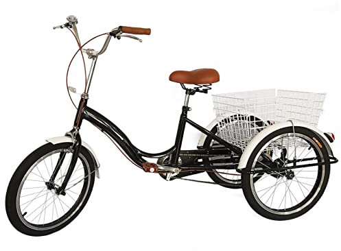 Erwachsene Dreiräder 6 Gänge, Erwachsene Trikes 26 Zoll 3 Rad Fahrräder, City Tricycle, Dreirad Fahrräder Cruise Trike mit Einkaufskorb für Senioren, Frauen, Männer, Städte, Strände, Radwege und alle