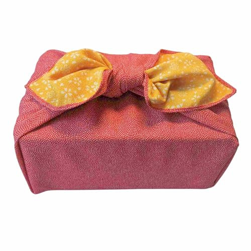 Furoshiki Japanisches Geschenkpapier, umweltfreundlich, wendbar, Haifischhaut, Kirschblüten, Öko-Tasche, Weihnachten, Geburtstag, Bento, Mittagessen, Kuchen, Weinflasche, Kimono-Abdeckung (Rot und