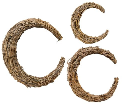 OFFSCH Weinrebe Dekoration 6 Stk Tufu Rattan Material Für Blumenkränze Selber Machen Weihnachtsgirlande Kranzformringe Weinkränze Zum Basteln Form Eines Mondkranzes Weihnachtsschmuck Zweig Girlande Diy