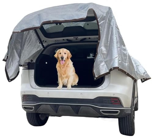 Schattennetz Auto,Schattennetz Camping 4x3m,Reflektierendes Aluminium mit Ösen,Sonnenschutz Auto Hunde,80% UV-Block,für SUV,Wohnmobil, Unterwegs,Camping