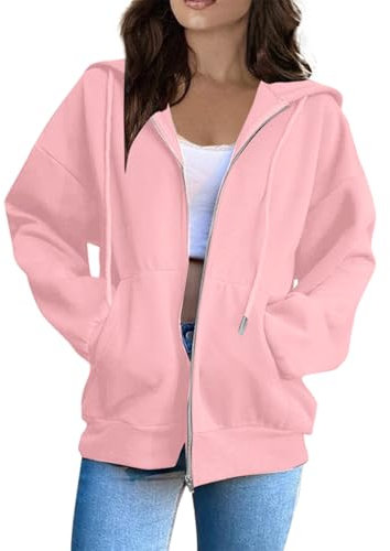 Sweat à Capuche pour Femme - Couleur Unie - Sweat a Capuche Femme Zippé Sweat-Shirt à Manches Longues Décontracté Chaude Chic Et Elegant Veste Pas Cher