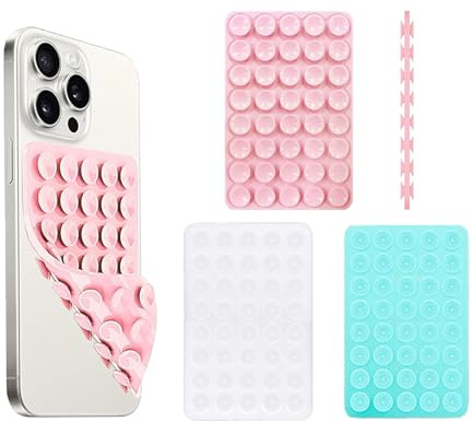 3 Stück Handyhalterung Saugnapf,Vilbocr Doppelseitige Saugnapf Handy,Silikon Saugnapf Handyhülle,Freisprecheinrichtung, rutschfest,für Selfies und Vide (Weiß,Rosa,Grün)