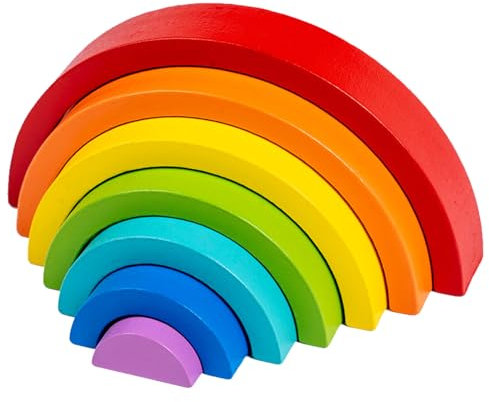 GNAUMORE Regenbogen Holz,Regenbogen Holz Spielzeug Bausteine,Regenbogen aus Holz,Regenbogen Holzspielzeug,Bausteine Vorschule Stapeln Spielzeug,Baby Lernen Spielzeug Pädagogische Puzzle für Kinder