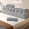Z-hom Bücherkissen, Keilkissen, Lesekissen Für Bett Und Sofa, Cozy Rückenkissen, Praktisches Seitenfach, Removable Cover, Mit Rundem Kopfkissen (Hellgrau, 200 * 50 * 20cm)
