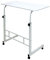 pofluany Height Adjustable Bedside Table with Wheels Portable Overbed TV Tray Table Movable Hospital Home Couch Side Standing Laptop Computer Desk White M