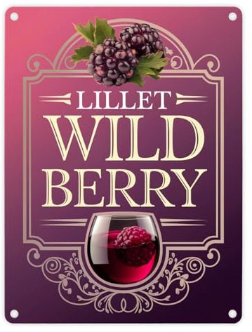 LILLET WILD BERRY Metallschild in 15x20 cm Elegantes Schild für anspruchsvolle Liebhaber in stilvollem Pink und Lila für einzigartige Momente