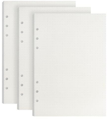 GYSRXS 3 Packungen A5 Nachfüllpapier Gepunktet 135 Blätte Ringbuch Nachfüllbar Papier 6 Löcher Notizpapier Nachfülleinlagen für A5 Notizbuch,Tagbuch,Skizze,Malerei