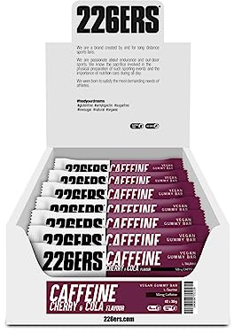 226ERS VEGAN GUMMY BAR 30g CHERRY COLA - KASSE | Leicht zu kauende Gummibärchen, 16 g Kohlenhydrate pro Dosis, BCAA 8:1:1, TAURINA, 50 mg Koffein, glutenfrei, laktosefrei