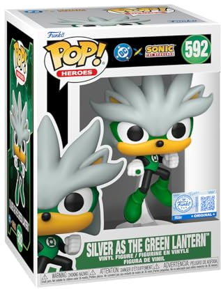 Funko POP! Heroes: Justice League & Sonic - Silver as Green Lantern | Offizielles Gaming Merch - Vinyl Sammelfigur als Regal Deko - Geschenkidee zum Geburtstag für Fans und Sammler