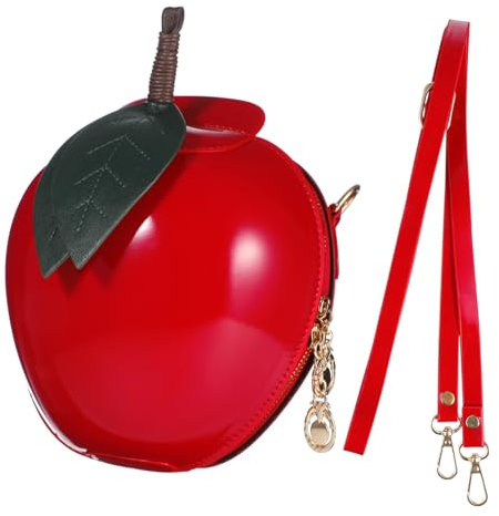 WATIIFUFU 1Stück Apfel-form Umhängetasche für Mädchen Kleiner PU Schulterbeutel mit Verstellbarem Riemen für Coins Schlüssel und Karten Reisen