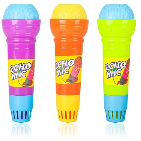 Falafoty 3PCS Echo Microphones Kids Singing Toy Prop, Echo Mic Fake Microphone Toddler Voice Amplifying Microphone Toys Music Model, Simulated Mic Voice Changer Party Supplies for Boys Girls Adults