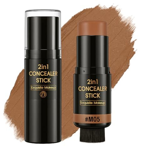 Contour Stick mit Pinsel - Langanhaltender wasserfester Cremebronzer & Highlighter Stick, einfach zu verblenden, glattes Finish Make-up für alle Hauttypen (#M05)