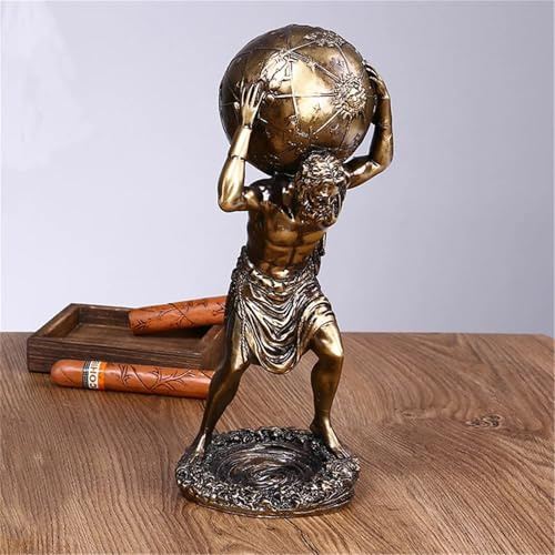 Atlas Holding World Griechische Statue Miniaturfigur Griechischer Gott Atlas Bronze Finish Griechische Skulptur Sammlerstück „Die Welt Gehört Dir“ Statue For Heimdekoratio Wohnzimmer(12x10x29cm)