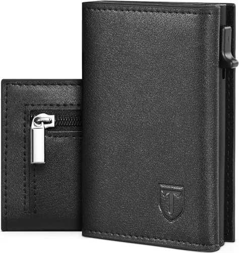 TEEHON Portefeuille Homme en Cuir, Compact et Sécurisé avec Blocage RFID et Porte-Cartes - Noir