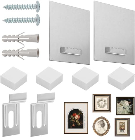 10CM x 10CM Befestigungsset für Spiegel, 6KG Bildaufhängung Spiegelhalterung Bilderhaken Selbstklebend Befestigungsset Selbstklebend Extra Stark für Schwere Bilder Spiegelhalterung