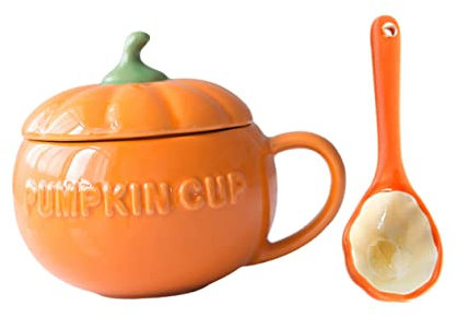 Cabilock 1 Set Tazze di zucca di Halloween bicchierino per tazza per tazza di zucca con coperchio caffè espresso zuccheriera tazzine caffe elegante tazza da latte Orange