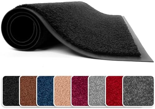 Lexell Non-Slippery Heavy Duty Door Mats – Large & Stylish Washable Rubber Doormats for Indoor & Outdoor – Perfect Dust Grabbing Floor Mat (Black-plain, 40 x 60 cm)