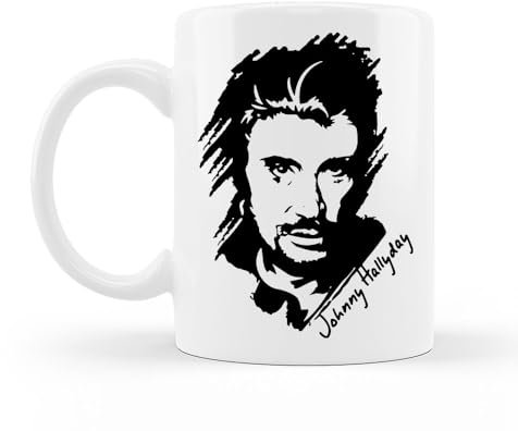 Encre et créations Mug céramique imprimé Johnny Hallyday portrait
