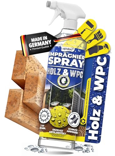 Imprägnierspray für Holz, WPC & Rattan für Haus, Garten & Innenbereich – Wetterfest, Atmungsaktiv & Transparent, Qindoo Made in Germany, 1L