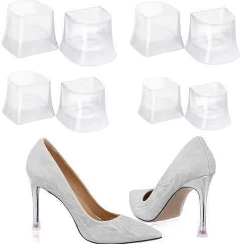 8 Pcs Heel Stoppers - Heel Protectors for Shoes - Transparent Non-Slip Heel Protectors - Suitable for Stiletto Shoes, Weddings, Grass, Gravel, Wetlands, and Outdoor Events (XXS, XS, S, M)