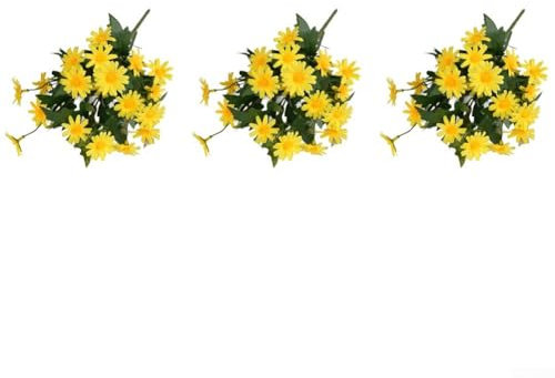 Set di 3 bouquet di margherite artificiali per interni eleganti (giallo)