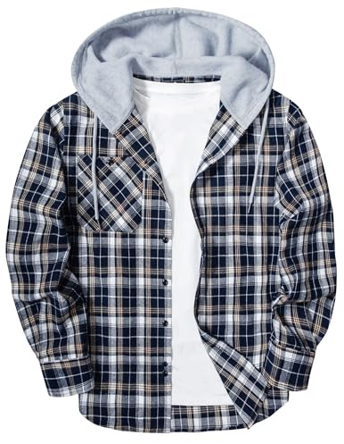 SwissWell Camisa de franela para Hombre, Camisa a Cuadros de Manga Larga, Camisa de leñador, Informal, con bolsillo en El Pecho, Corte Regular