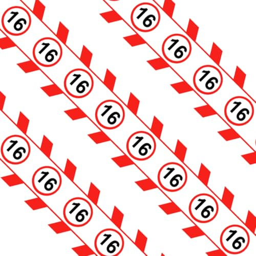 16 Geburtstag Deko,Absperrband 16 Geburtstags,7.5cmx30m Absperrband Verkehrszeichen rot/weiß,16 Geburtstags Männer,Absperrbanddeko für 16 Geburtstag Männer oder Frauen